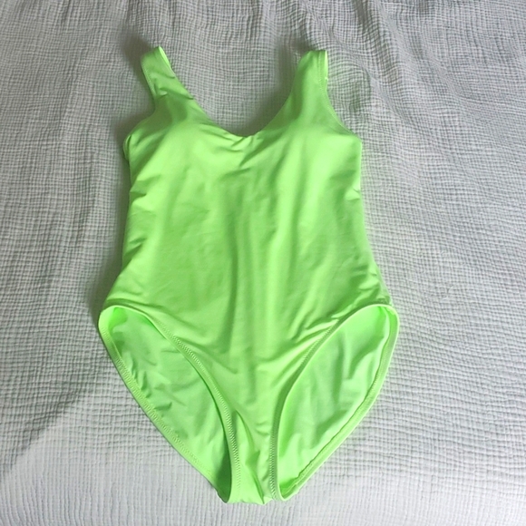 Athleta One Piece Bathing Suit Size S Electric green highlighter yellow - Picture 2 of 7